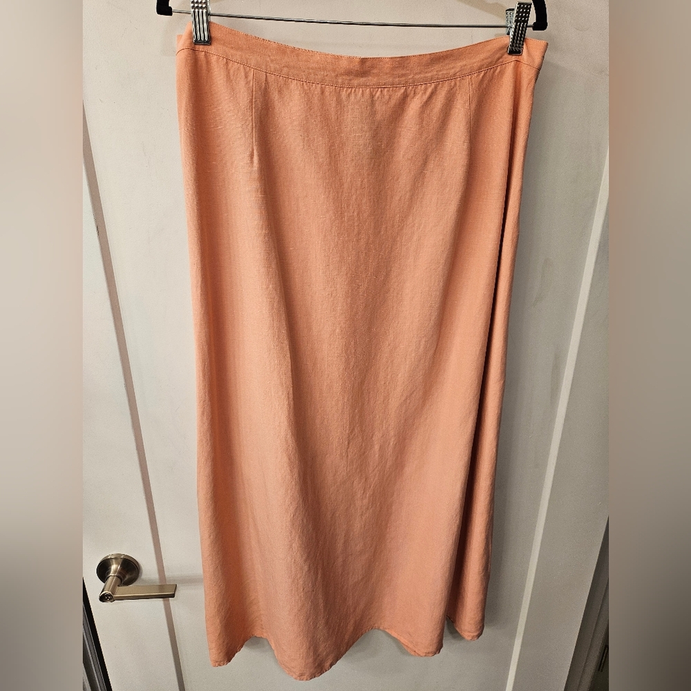 Vintage - Silk & Linen Blend Jessica Holbrook Coral Midi Skirt - Size 20W